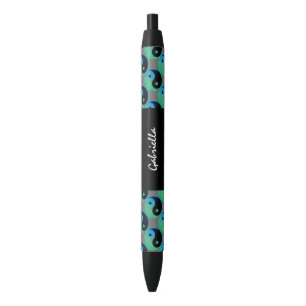Preta Caneta de Tinta Personalizada Yin Yang Verde Azul
