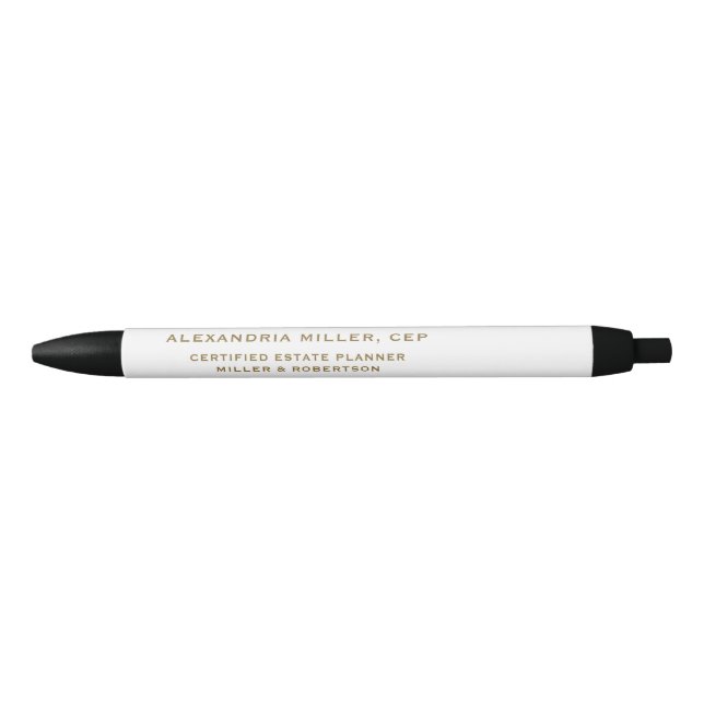 Preta Caneta de Tipografia do Ouro Branco Elegante (Frente)