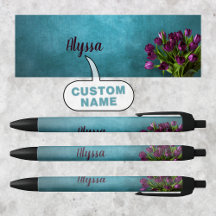 Caneta de Tulipas com Nome Personalizado Fofa e El