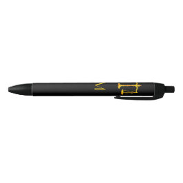 Preta Caneta do advogado Dourado Monogrammed Faux
