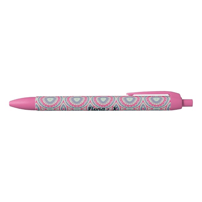 Preta Caneta Esferográfica Personalizada Nome Rosa (parte de cima)