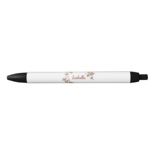 Preta Caneta Floral Personalizada Elegante