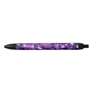 Preta Caneta Gemstone de Crystal Geode Roxo