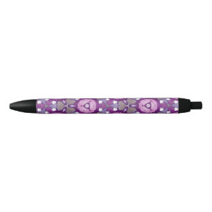 Preta Caneta Geométrica Floral - Coloração d'água roxa e