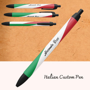 Preta Caneta Italiana Personalizada, Bandeira Italiana, 