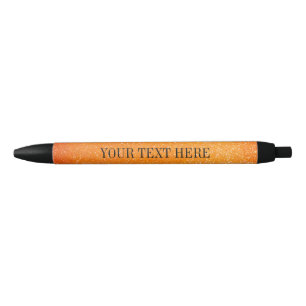 Preta Caneta laranja glitter personalizada com texto cus