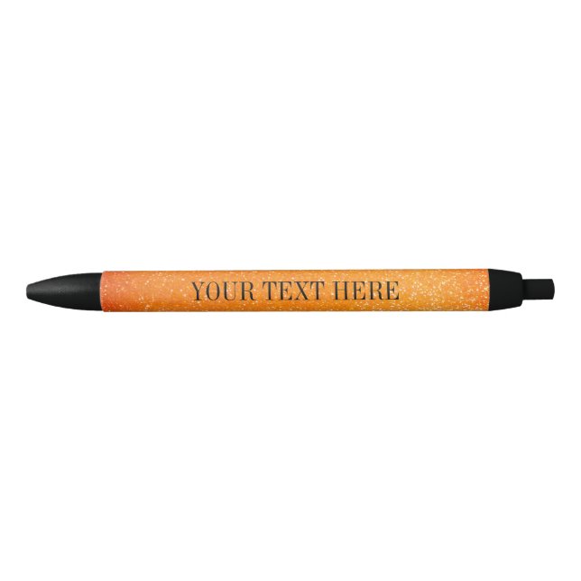 Preta Caneta laranja glitter personalizada com texto cus (Frente)