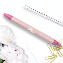 Caneta Nome Infantil Unicórnio Mágico Rosa Moderno