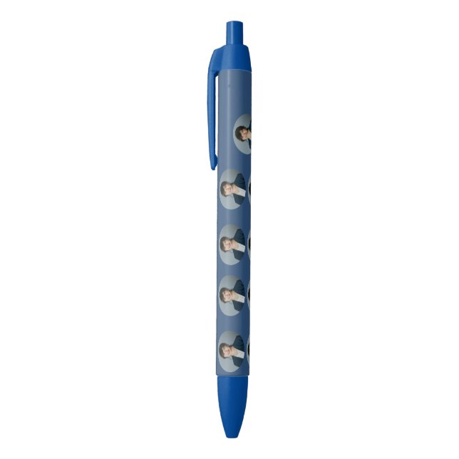 Preta Caneta Personalizada Azul Marinho com Foto Estilo  (Topo (Vertical))