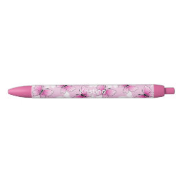 Preta Caneta Personalizada Borboleta Rosa Fofa Kawaii