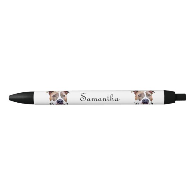Preta Caneta personalizada cão de Pitbull (Frente)