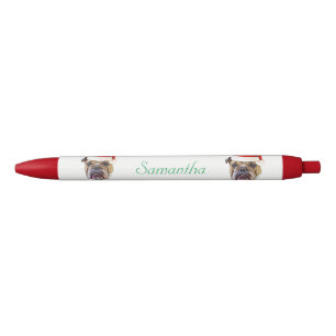 Preta Caneta personalizada cão do buldogue do Natal