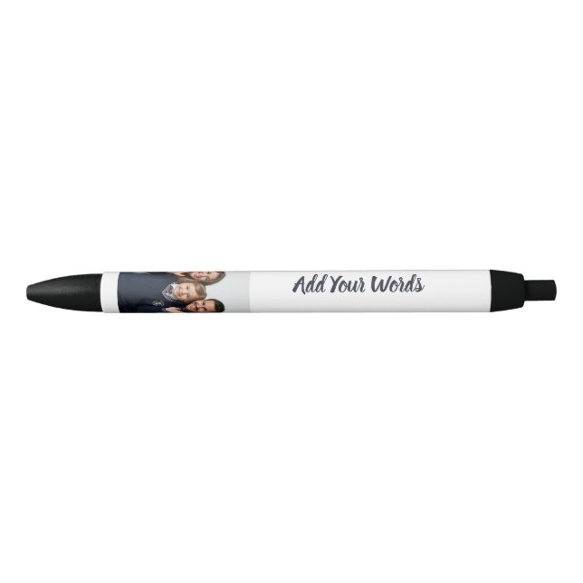 Preta Caneta Personalizada com Foto e Texto Elegante (Frente)