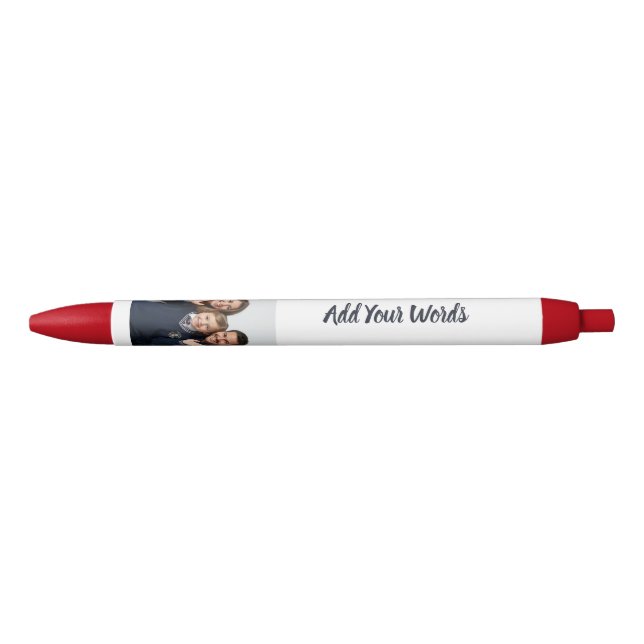 Preta Caneta Personalizada com Foto e Texto Elegante (Frente)