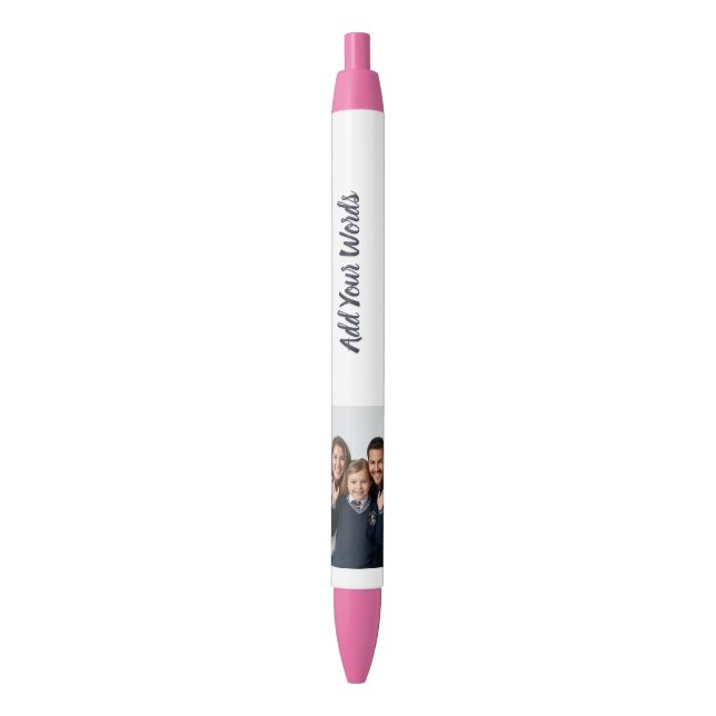 Preta Caneta Personalizada com Foto e Texto Elegante (Frente Vertical)