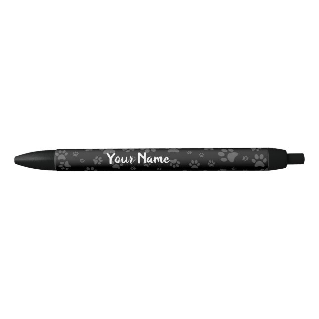 Preta Caneta Personalizada com Impressão de Pata de Cach (Frente)