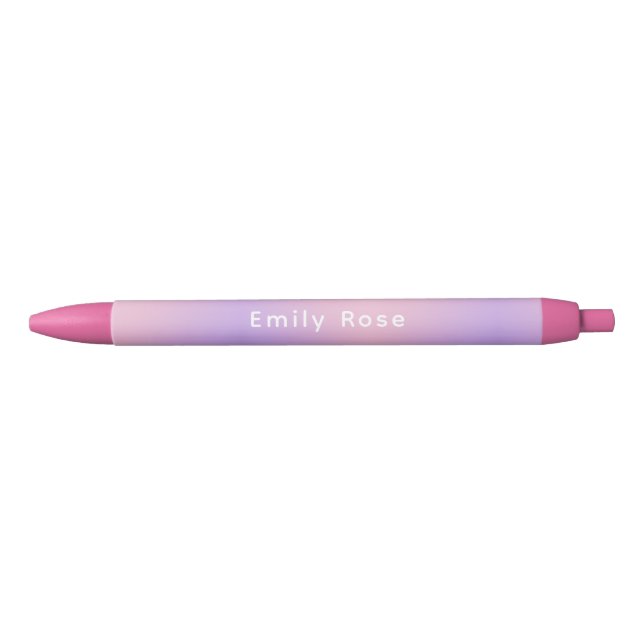 Preta Caneta Personalizada com Nome | Gradiente Rosa Rox (Frente)