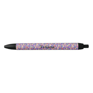 Preta Caneta Personalizada com Padrão de Aquarela