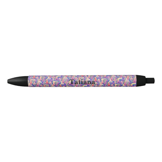 Preta Caneta Personalizada com Padrão de Aquarela (Frente)