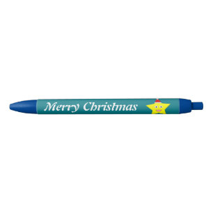 Preta Caneta Personalizada da Estrela de Natal Feliz