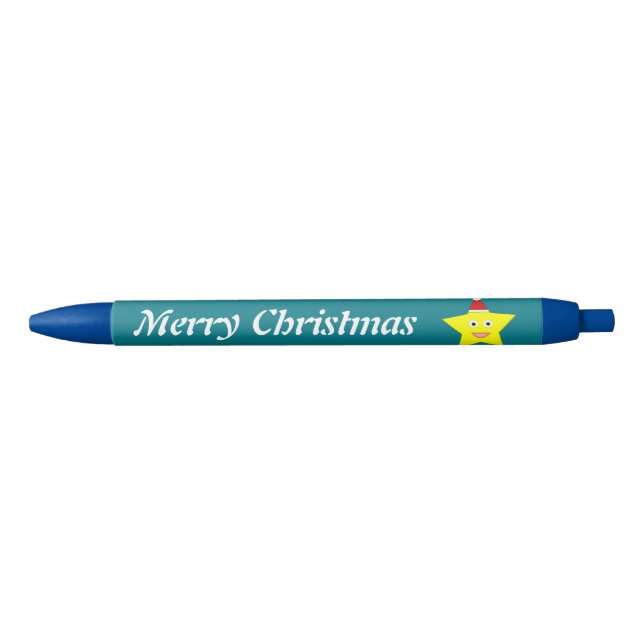 Preta Caneta Personalizada da Estrela de Natal Feliz (Frente)
