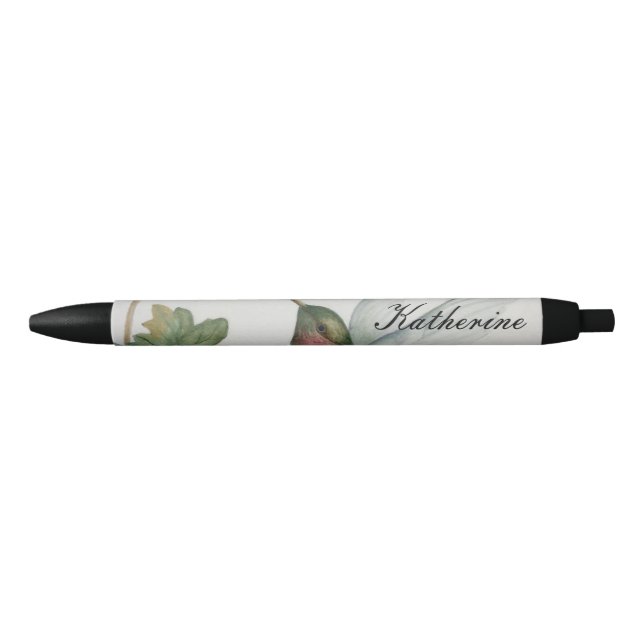 Preta Caneta Personalizada de Aquarela Elegante (Frente)