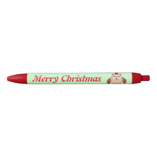 Preta Caneta Personalizada De Coruja De Natal Bonita