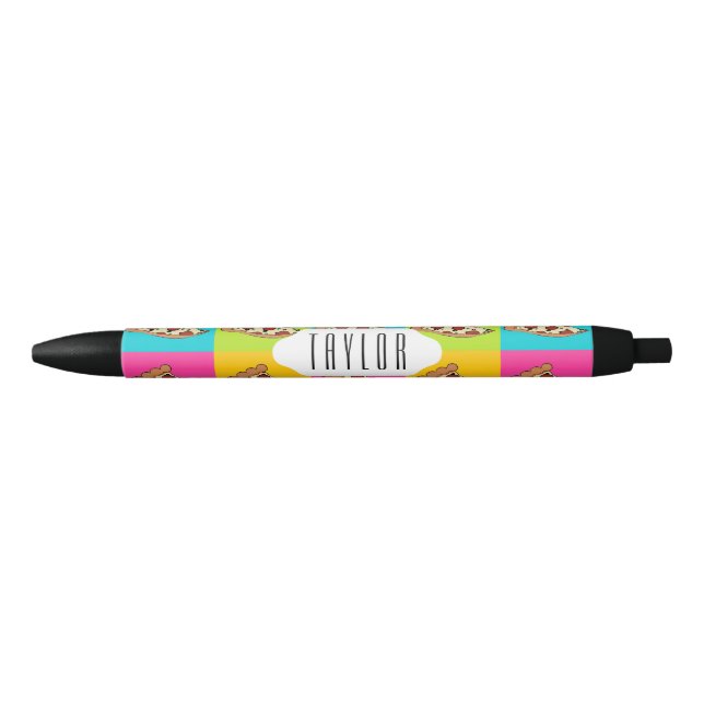 Preta Caneta personalizada de fatias de pizza (Frente)