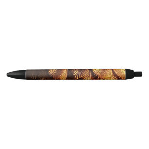 Preta Caneta Personalizada de Folhas Douradas