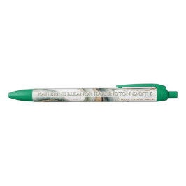 Preta Caneta Personalizada de Mármore Luxo Sage & Gold R