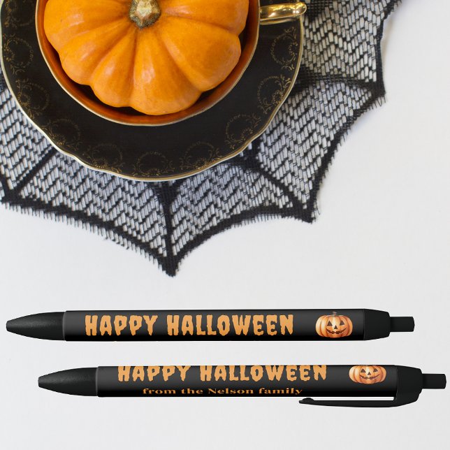 Preta Caneta Personalizada do Feliz Dia das Bruxas de Pu (🎃 Scribble in Style: Personalized Pumpkin Charm Pen! 🍬)