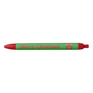 Preta Caneta Personalizada do Rato de Natal Feliz