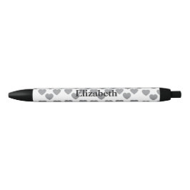 Preta Caneta Personalizada Elegante Amor Cinza Nome Styl