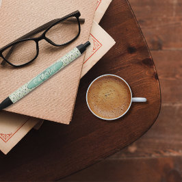 Preta Caneta Personalizada Floral de Creme Inspirada na 