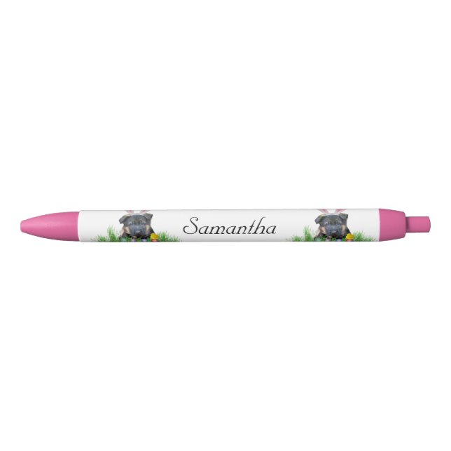 Preta Caneta personalizada german shepherd da páscoa (Frente)