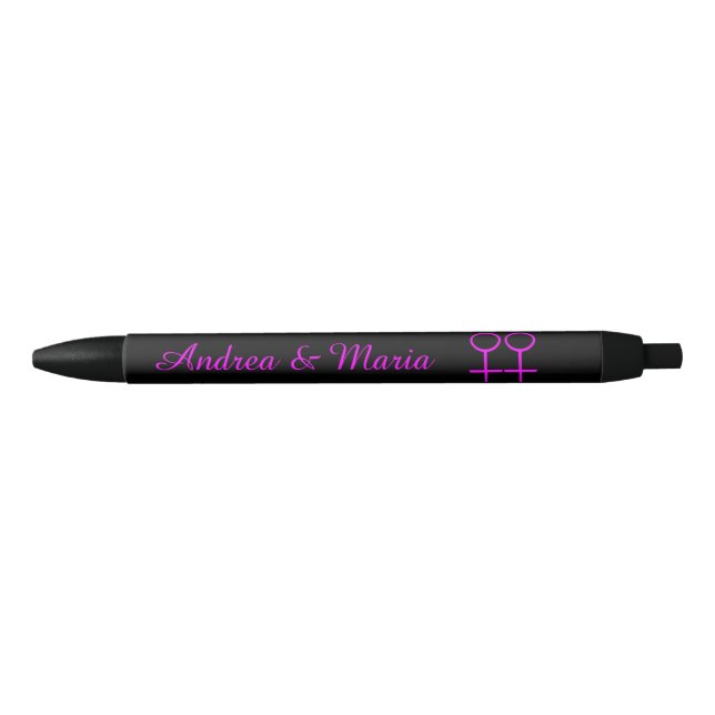 Preta Caneta Personalizada Lovers Lésbicos (Frente)