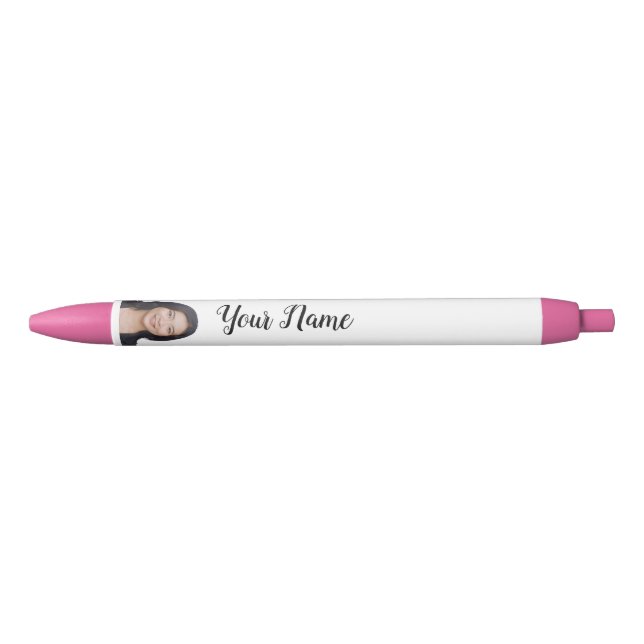 Preta Caneta Personalizada Minimalista com Foto Custom (Frente)