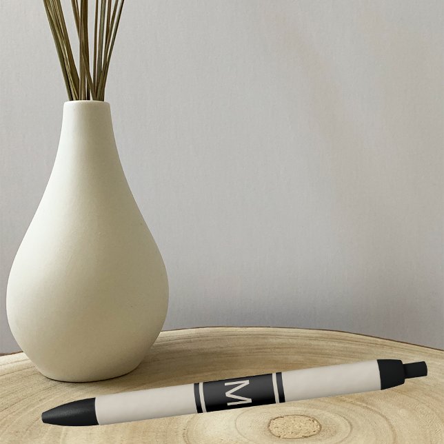 Preta Caneta Personalizada Monogramada em Tan (Criador carregado)