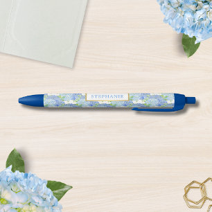 Preta Caneta Personalizada Nome Botânico Hortênsia Azul