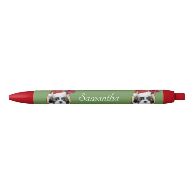 Preta Caneta personalizada vermelho do cão de Shih Tzu (Frente)