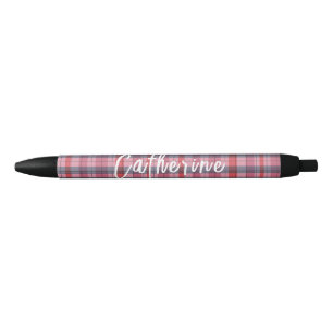 Preta Caneta Personalizada Xadrez Rosa   One Owl Artist