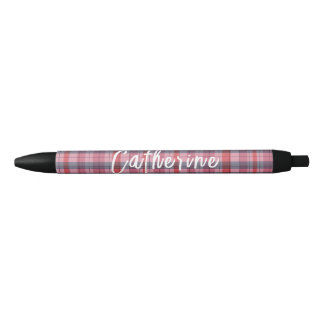 Preta Caneta Personalizada Xadrez Rosa | One Owl Artist