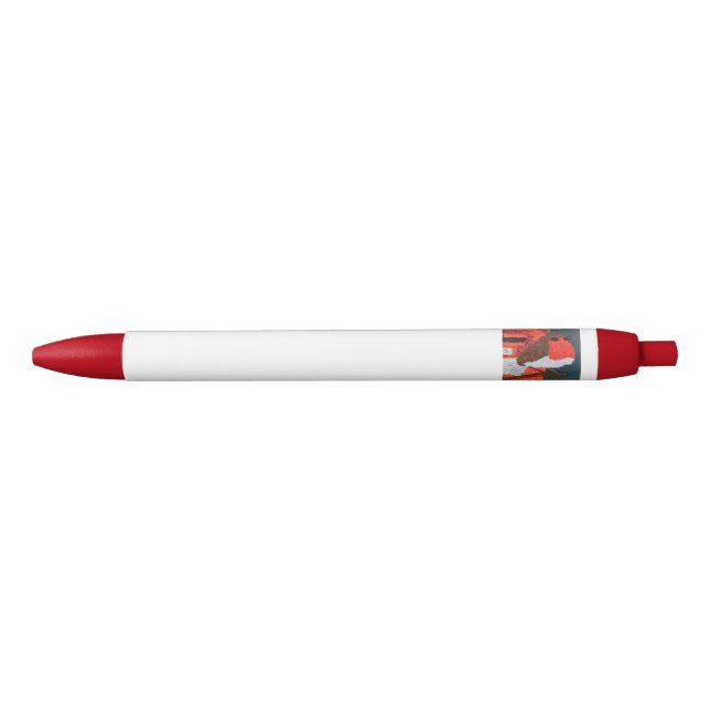 Preta Caneta Pontilhada Robin com Corte Vermelho (Frente)