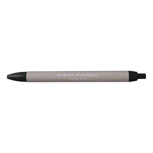 Preta Caneta Profissional Elegante Marrom Monograma (Frente)