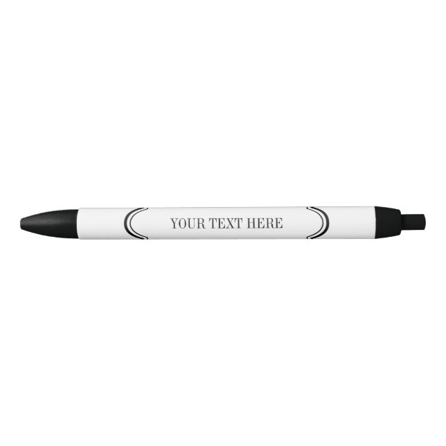 Preta Caneta promocional elegante com texto personalizad (Frente)