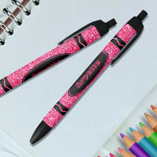 Preta Caneta Push de Nome Personalizado de Crayon Glitte