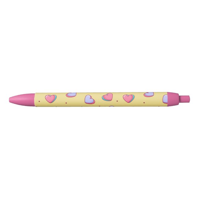 Preta Caneta Rosa e Amarela Coração de Doce (Frente)