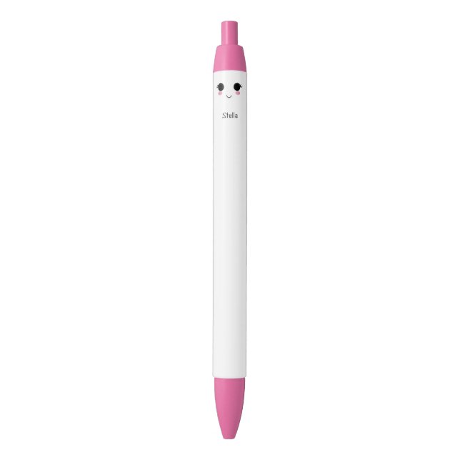 Preta Caneta rosa-rosa-branca Kawaii (Frente Vertical)