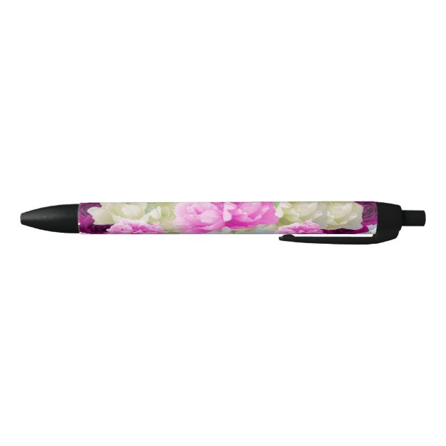 Preta Caneta Tinta Floral Rosa e Creme (Parte Inferior)