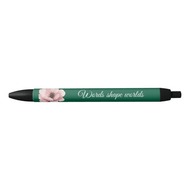 Preta Caneta Verde Elegante Com Flor Rosa (Frente)